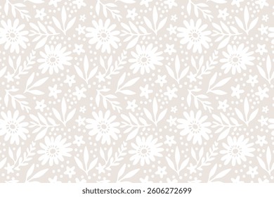 Beige flower textured background. Design illustration for decoration, wall decor, wallpaper, cover, banner.