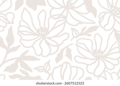 Beige flower textured background. Design illustration for decoration, wall decor, wallpaper, cover, banner.