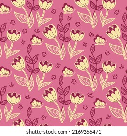 beige Blumen im schönen Stil auf rosafarbenem Hintergrund. Abstrakte Vektorgrafik. Vektordesign-Illustration. Schöne Tapete. Sommerhintergrund