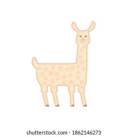 beige fluffy llama smiling. concept of cute good little animal. motivational and inspirational poster or card for kids. funny character cartoon style. color isolated sign on white background