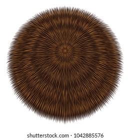 Beige fluffy vector isolated. Fur sphere