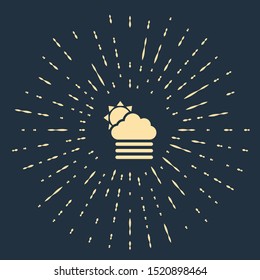 Beige Fog and cloud with sun icon isolated on dark blue background. Abstract circle random dots. Vector Illustration