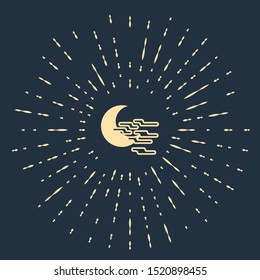 Beige Fog and moon icon isolated on dark blue background. Abstract circle random dots. Vector Illustration