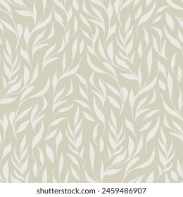 Beige Foliage Decorative seamless pattern. Repeating background. Tileable wallpaper print.