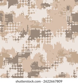 Beige Foliage Seamless Pattern Print, Army Print, Camouflage Background, Woodland, Soldier Pattern Design