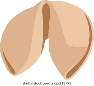 Una galleta de la fortuna beige con forma doblada ilustrada en un estilo limpio y agradable.