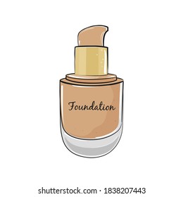 Beige foundation for skin make up in elegant bottle isolated on white background. Vector illustration.