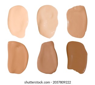 Beige Foundation Smudges. Makeup Concealer Smears. Vector Fashion Cream. Face Care Product. Paint Liquid Foundation Smudges. Isolated Make Up Texture. Skin Beauty Drops. Foundation Smudges.