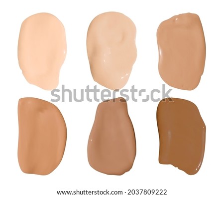 Beige Foundation Smudges. Makeup Concealer Smears. Vector Fashion Cream. Face Care Product. Paint Liquid Foundation Smudges. Isolated Make Up Texture. Skin Beauty Drops. Foundation Smudges.