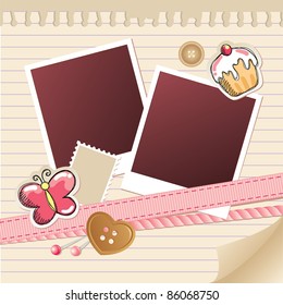 beige frame for photos with scrapbook elements