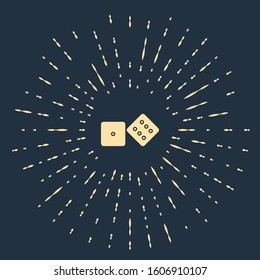Beige Game dice icon isolated on blue background. Casino gambling. Abstract circle random dots. Vector Illustration