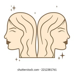 beige gemini constellation over white