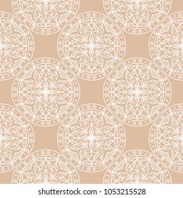 Beige geometric ornament. Seamless pattern for web, textile and wallpapers