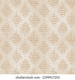 Beige geometric seamless pattern made in ikat technique. Seamless surface geometric design. Repeating tiles ornament background. textures.symmetric shapes pattern