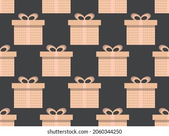 Cajas de regalo beige sobre un fondo oscuro. Cajas de regalo con un patrón geométrico. Diseño festivo para tarjetas de felicitación, papel envolvente y materiales promocionales. Ilustración del vector