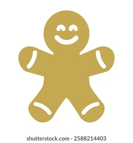 Beige gingerbread man flat icon. Cookie vector flat design,