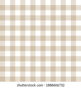 Vector de patrón de gingham beige. Las vichy pastel sin soldadura comprueban las mantas en beige y blanco para obtener un paño de aceite moderno de primavera y verano, mantel, servilleta, vestimenta, falda u otra huella textil.