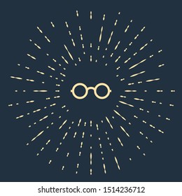 Beige Glasses icon isolated on dark blue background. Eyeglass frame symbol. Abstract circle random dots. Vector Illustration