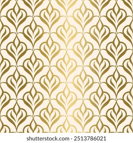 Beige and gold luxury vector seamless pattern. Ornament, Traditional, Ethnic, Arabic, Turkish, Indian motifs. Great for fabric and textile, wallpaper, packaging design or any desired idea.