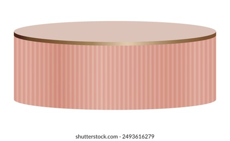 Beige and Gold podium isolated on white background,Element Mockup Peach pedestal display platform for beauty product present,Vector 3d stage stand for beauty, Jewelry Stand 