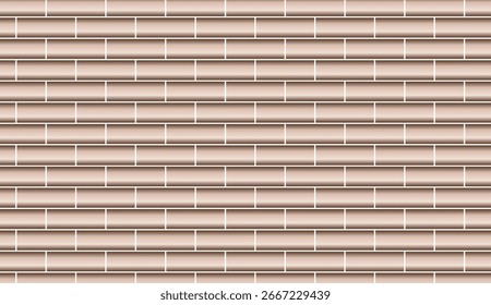 Bege gradiente parede de tijolo padrão sem emenda com layout de telha retangular simples para design de fundo