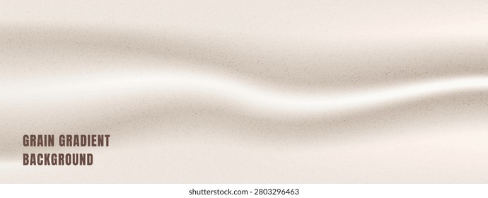 Beige grain gradation abstract gradient with soft brown tan wave. Pearl noise and texture for poster or packaging. Beige vector backdrop by subtle grain effect for calm music cover bg template.