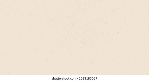 Beige grain paper texture. Rice paper. Craft recycle material. Neutral tone background with noise and speckles. Pale egg shell backdrop. Natural creamy canvas. Vector illustration.