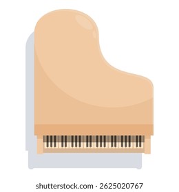 Beige grand piano showing keyboard perspective, musical instrument for classical music concert or jazz performance
