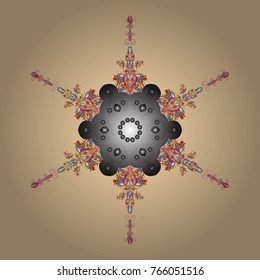 Beige, gray and brown colors. Holiday design for Christmas and New Year fashion prints. Vector illustration. Christmas pattern with snowflakes abstract background. Beige, gray and brown snowflakes.