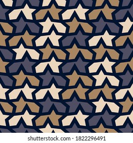 beige, gray, brown polygons are arranged in rows on a black background and form a beautiful mosaic seamless pattern. vector