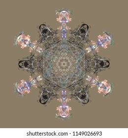 Beige, gray and neutral colors. Vector illustration. Holiday design for Christmas and New Year fashion prints. Christmas pattern with snowflakes abstract background.