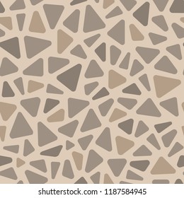 Beige and gray pavement stone triangle shape mosaic geometric seamless pattern, vector