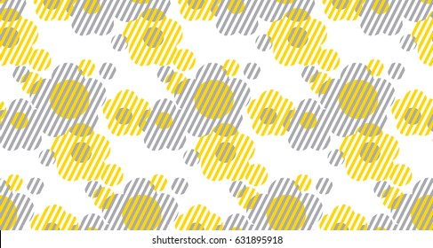 beige gray and yellow floral background. Vector illustration on concept geometry shape flowers for surface design, header, fabric. Minimalist style seamless pattern. Concept two-color repeatable motif