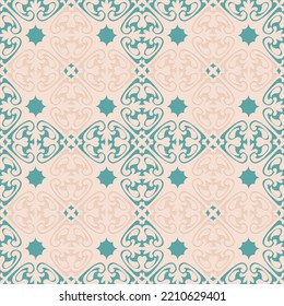 Patrón ininterrumpido de esmeralda verde beige, elegante fondo empotrado para el diseño ornamentación de patrón pastel vector Ilustración