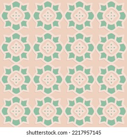 Beige green emerald arabic seamless pattern, elegant embossed background for design and decoration, oriental ornate pastel pattern