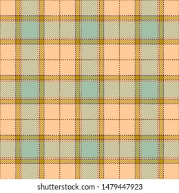 Beige and Green Tartan Plaid Scottish Seamless Pattern. Texture from tartan, plaid, tablecloths, shirts, clothes, dresses, bedding, blankets and other textile.