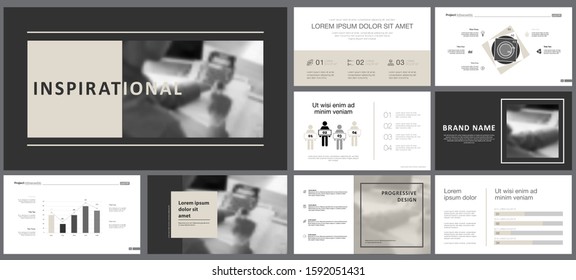 Beige, grey, black and black infographic design elements for presentation slide templates. Business and human resource concept can be used for annual report, brochure layout, banner design