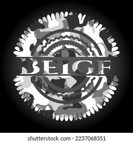 Emblema de camo gris beige. Ilustración vectorial. 