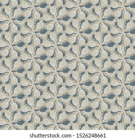 Beige Grey Naive Daisy Bloom Seamless Pattern. Hand Drawn Monochrome Floral background. Neutral muted tones. Japanese Bloom Wagara Style. All Over Print for Daisies Flower Textile. Vector tile eps10