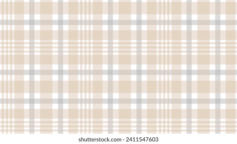 Beige and grey plaid fabric texture background	