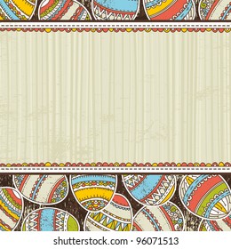 beige grunge background with easter eggs, vector