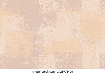Beige grunge background. Seamless abstract texture. A chaotic repeating pattern. Pop art handmade art