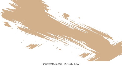 Beige grunge brush stroke, abstract paint swipe, distressed brush texture, artistic paint mark, rough paint smear. A wide handcrafted beige brush sweep with irregular dry-brush edges and scattered paint fragments creates a natural organic texture that feels expressive, modern, and visually balanced. Suitable for branding materials, cosmetic packaging, fashion graphics, social media templates, advertising layouts, product presentations, web banners, stationery design, and creative background compositions.