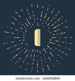 Beige Hairbrush icon isolated on blue background. Comb hair sign. Barber symbol. Abstract circle random dots. Vector Illustration