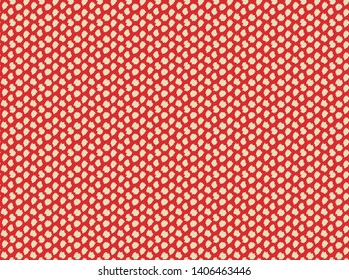 Beige hand drawn dots on red background seamless pattern.
