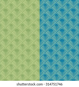 beige hand drawn square 'scales' pattern on light green and turquoise background