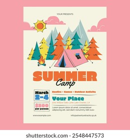 Beige Hand Drawn Summer Camp Social Media Flyer