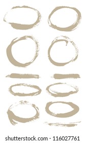Beige hand painted vector abstract brush strokes  and circles collection