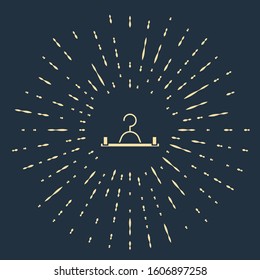 Beige Hanger wardrobe icon isolated on blue background. Cloakroom icon. Clothes service symbol. Laundry hanger sign. Abstract circle random dots. Vector Illustration