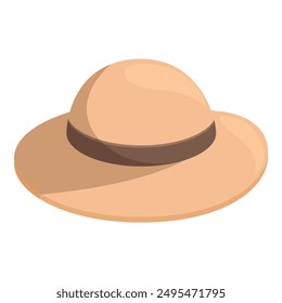 Beige hat with brown ribbon designed for summer and protecting from sun